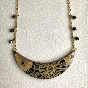 Art Deco crescent necklace with Swarovski crystals