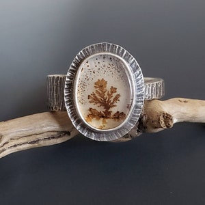 made to order sterling silver dendritic agate ring for women, dendrite agate fine jewelry, unique gifts for her, birthday gift wife, artisan