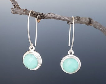 gemstone earrings sterling silver, chrysoprase earrings , handmade jewelry, unique gifts for women, silversmith jewelry, birthday gifts mom