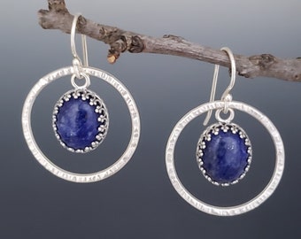 lapis lazuli earrings dangle, blue lapis earrings sterling silver, gemstone earrings for women, unique gift for her, mothers day gift mom