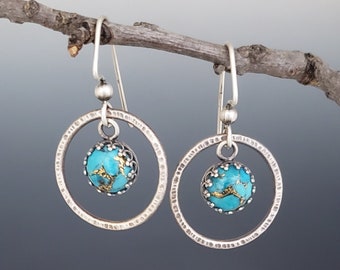 turquoise earrings dangle, gemstone earrings for women, handmade jewelry sterling silver, unique gift for her, mothers day gift for mom