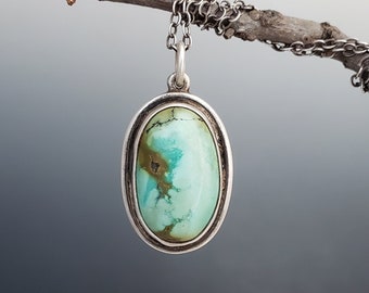large turquoise pendant necklace silver, gemstone necklace handmade jewelry, unique gifts for women, southwestern jewelry, silversmith