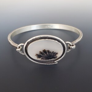 bracelets for women, dendritic agate bracelet, hand forged silver jewelry, gemstone bracelet sterling silver, unique gifts, silversmith
