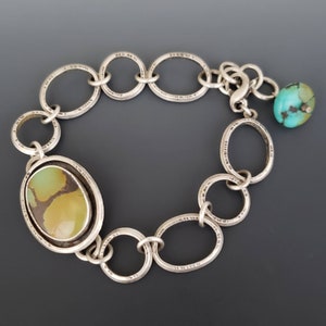 Handgemacht Türkis Sterling Silber Gliederarmband: Handgefertigter Schmuck