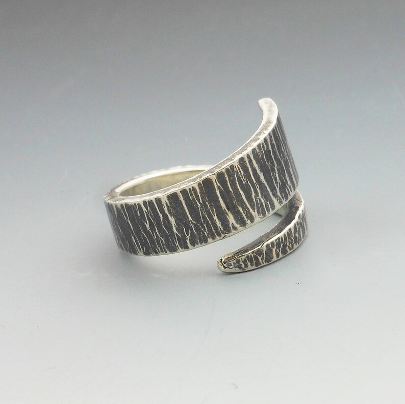 Sterling Silver Tree Bark Ring Artisan Jewelry Ring Wide Etsy