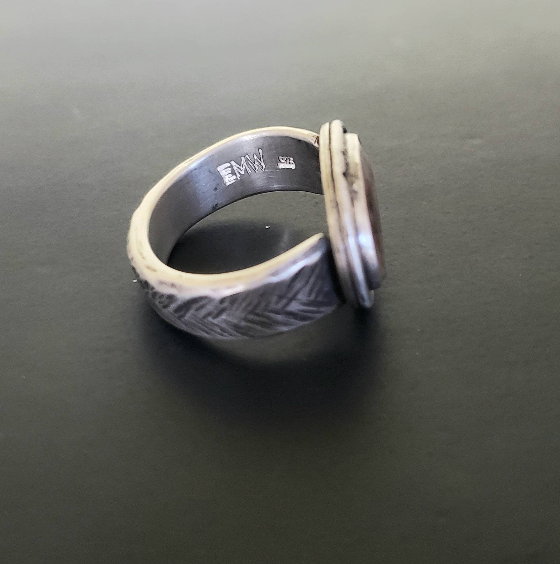 Sterling Silver Oval Dendritic Agate Ring — EMW Metalworks Artisan