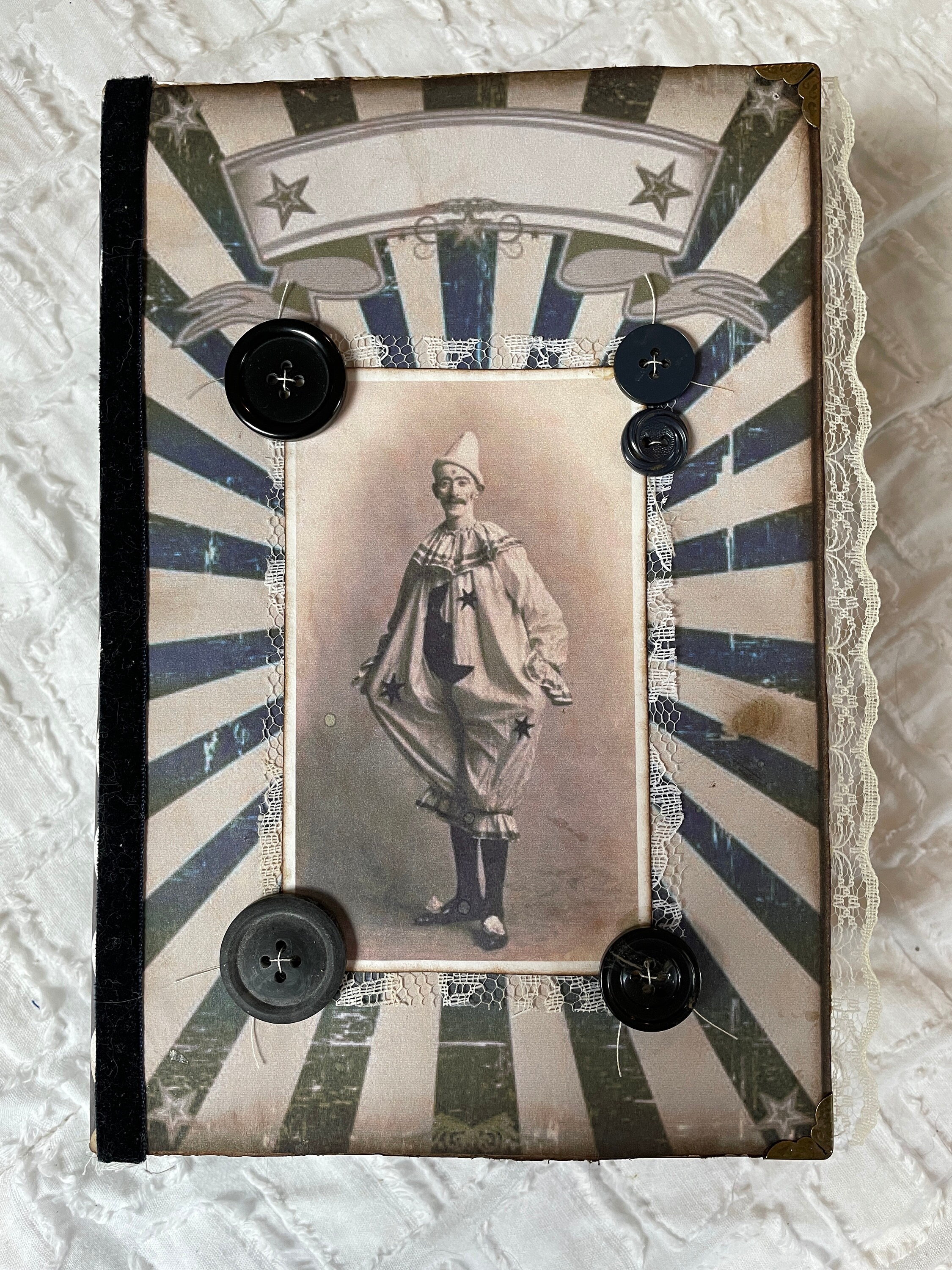 Handmade Dark Blue Vintage Circus Boho Shabby Chic Grungy