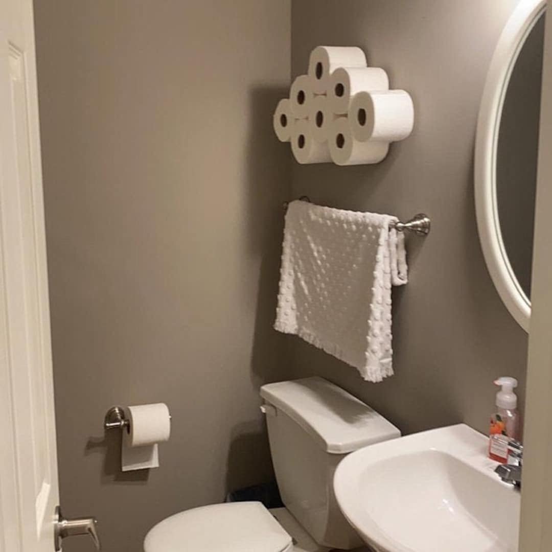 Duality White Hybrid Toilet Roll Holder with Shelf