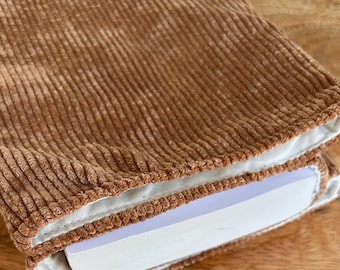 Paperback book cover, made of corduroy fabric (for paperback books - 17 x 20 cm), handmade