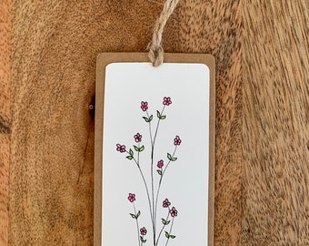 Handbemaltes Lesezeichen - Kleine rosa Blumen