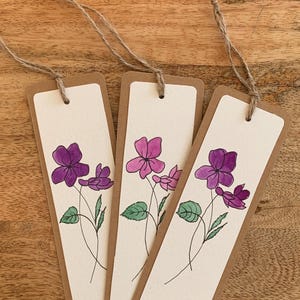 Hand painted bookmark - Violets