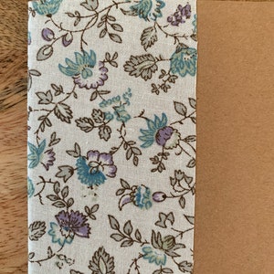 A5 format lined notebook Kraft and cotton fabric with floral pattern image 4