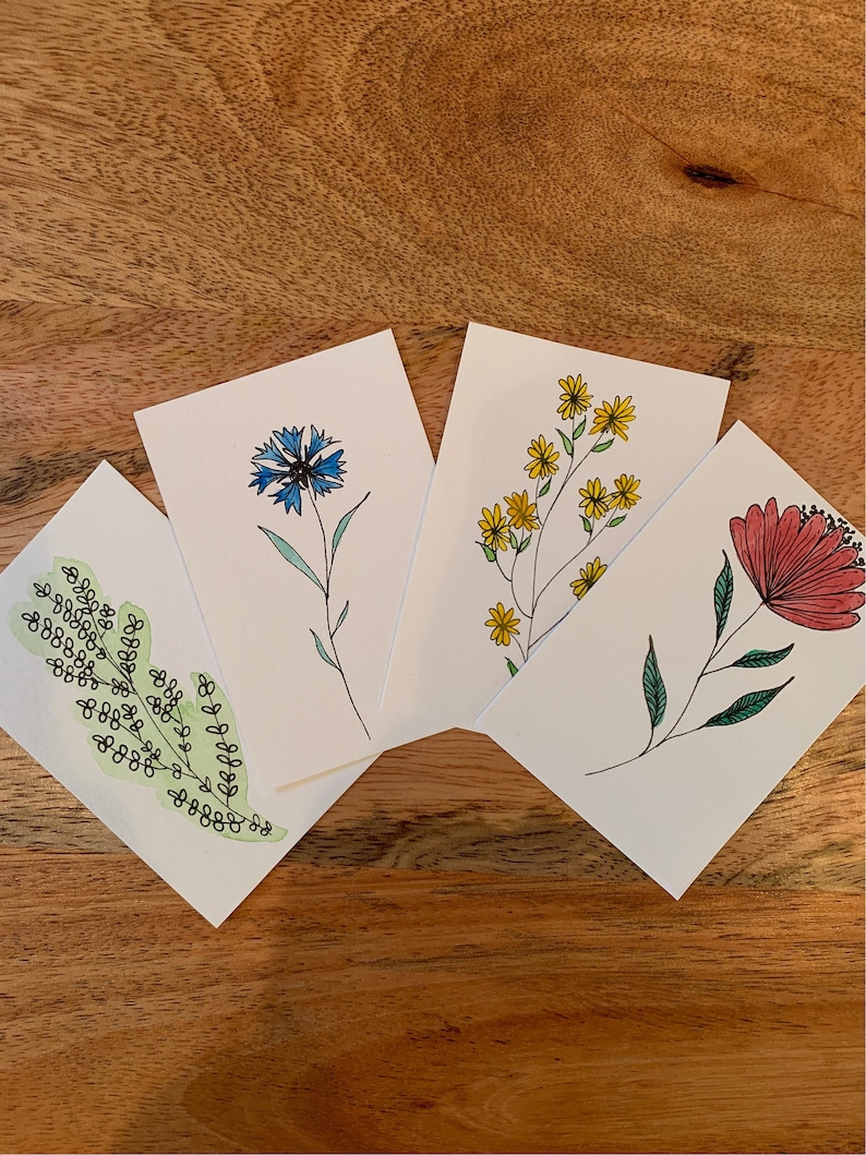 Set of 8 small hand-painted cards image 2