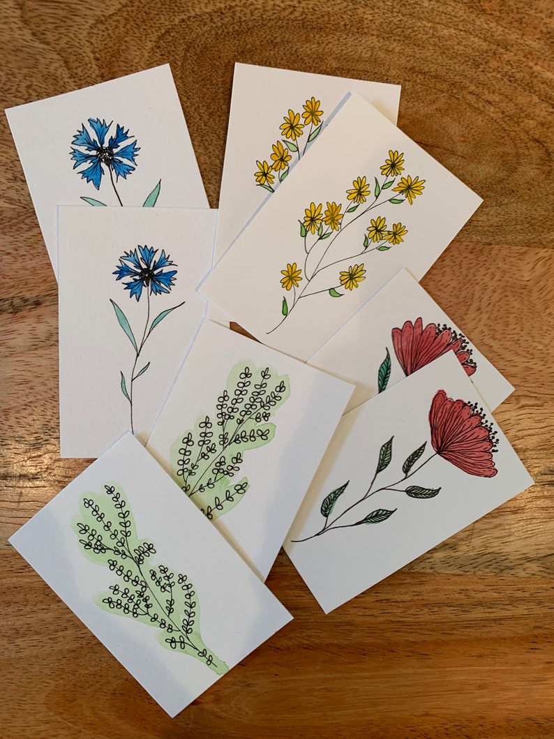 Set of 8 small hand-painted cards image 7