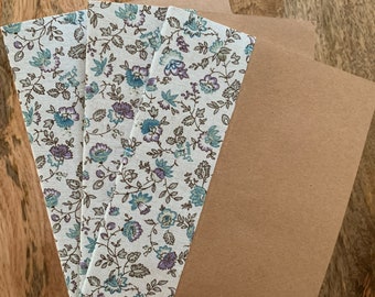 Cahier de notes ligné format A5 - Kraft et tissu en coton à motif fleuri