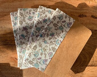 A6 notebook with blue flower fabric - handmade cover