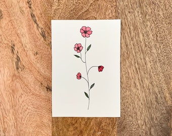 Hand drawn card - painted with watercolor