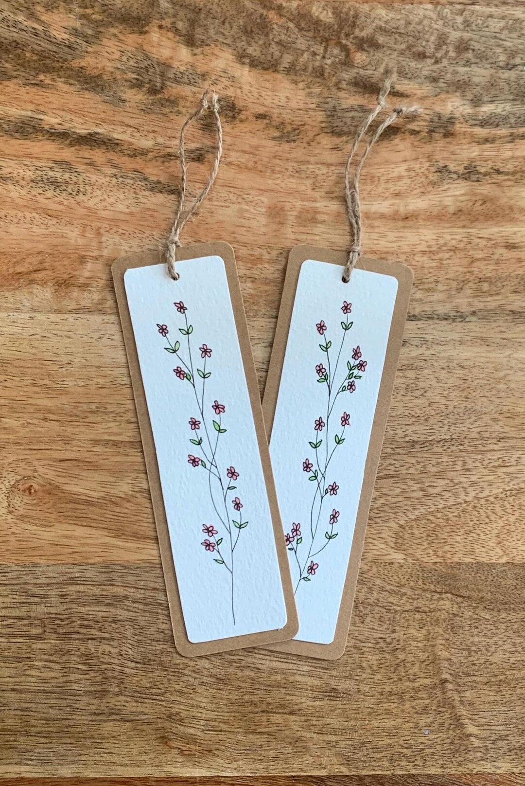 Hand-painted Handmade Bookmark - Pink Flowers - Etsy