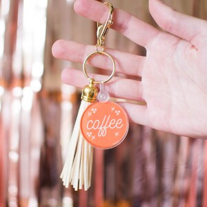 Coffee Keychain with Suede Tassel