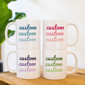 Custom Cursive Ombre Text Mug: 11oz, 15oz, or 20oz Ceramic Coffee Cup
