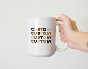 Custom Colorful Word Mug, Personalized Colorful Word Mug, Your Text Here Mug