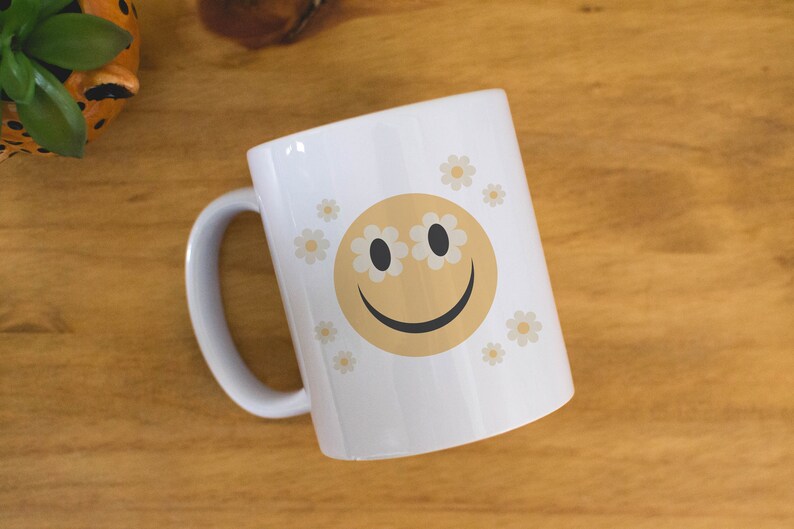 Flower Smiley Face Mug Smiley Face Mug Flower Mug Smiley Etsy