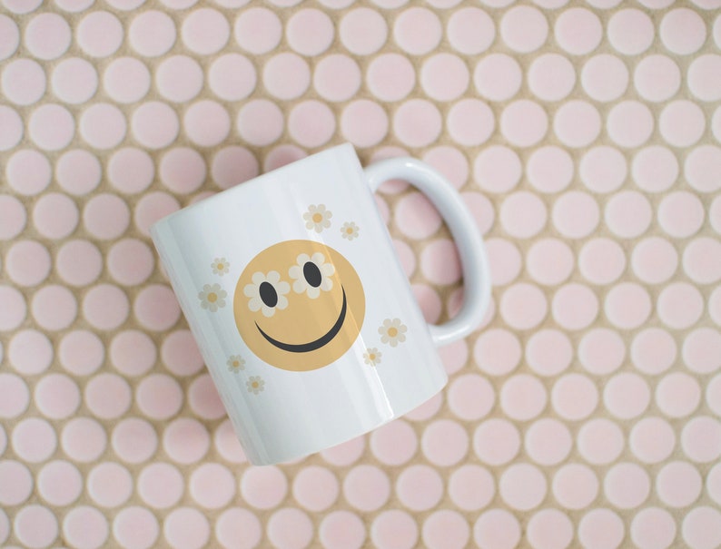 Flower Smiley Face Mug Smiley Face Mug Flower Mug Smiley Etsy