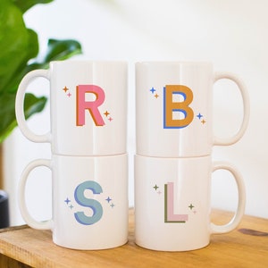 Custom Two Color Letter Mug, Personalized Monogram Mug, Custom Initial Mugs