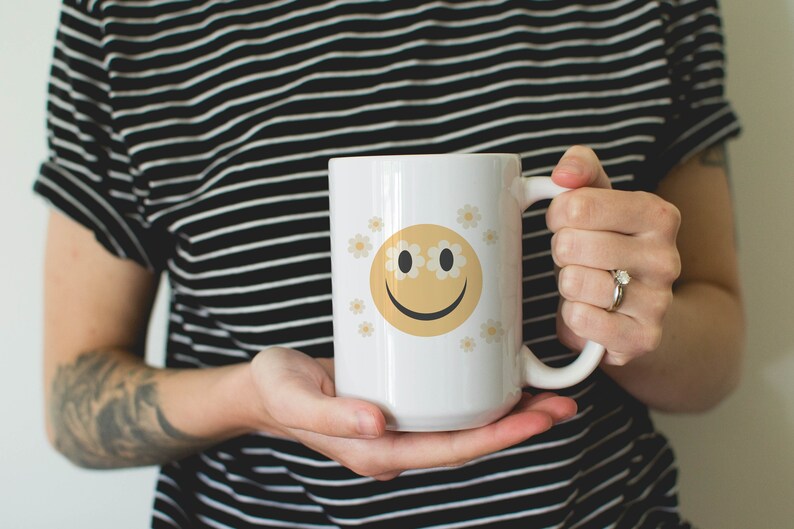 Flower Smiley Face Mug Smiley Face Mug Flower Mug Smiley Etsy