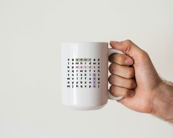 Custom Word Search Mug, Personalized Word Search Mug, Custom Affirmation Mug, Personalized Text Mug