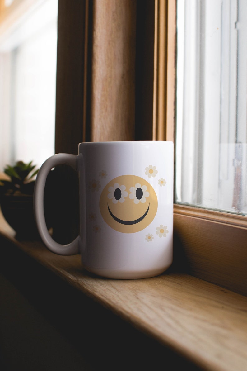 Flower Smiley Face Mug Smiley Face Mug Flower Mug Smiley Etsy
