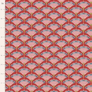 Tilda Pie in the Sky Fabric, Tassel Flower Red, TIL100495, Tone Finnanger Fabric, 100% Cotton