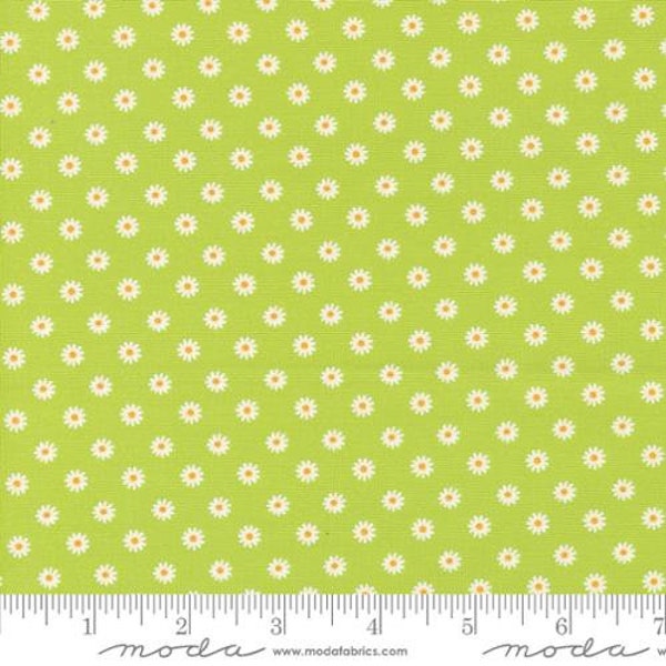 Moda Fabric, Vintage Soul, Cathe Holden, Chartreuse, Daisy Dot, Ditsy Floral Dot, 7439 17, 100% Cotton