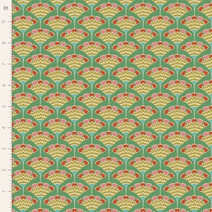 Tilda Pie in the Sky Fabric, Tassel Flower Green, TIL100497, Tone Finnanger Fabric, 100% Cotton