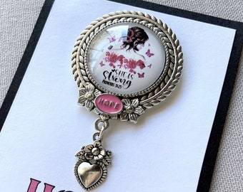 PINK Breast Cancer Brooch Pin, Without The PIN! - Silver Breast Cancer Awareness Brooch!