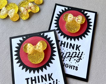 Minnie Mouse Brooch Pin - Yellow Glitter Minnie Pin - MAGNETIC Disney Brooch Pin - WITHOUT the Pin to Damage Your Clothing!