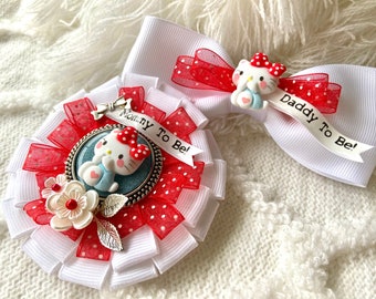 HELLO KITTY Mommy To Be Cosage - Mommy To Be Pin - Ribbon Corsage - Hello Kitty Baby Shower - Hello Kitty Decor - Baby Keepsake Pin!