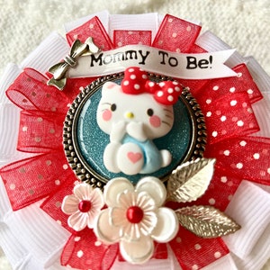 HELLO KITTY Mommy To Be Cosage Mommy To Be Pin Ribbon Corsage Hello Kitty Baby Shower Hello Kitty Decor Baby Keepsake Pin Brooch Pin