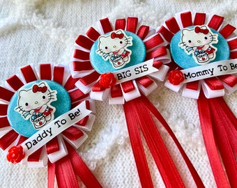 Mommy To Be Pin - HELLO KITTY Brooch Pin - Hello Kitty Baby Shower - Kitty Baby Corsage - Daddy To Be Pin - Hello Kitty Decor -MAGNETIC Hold