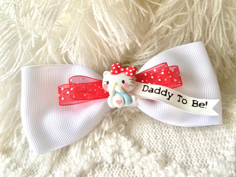 HELLO KITTY Mommy To Be Cosage Mommy To Be Pin Ribbon Corsage Hello Kitty Baby Shower Hello Kitty Decor Baby Keepsake Pin Adult Bow Tie