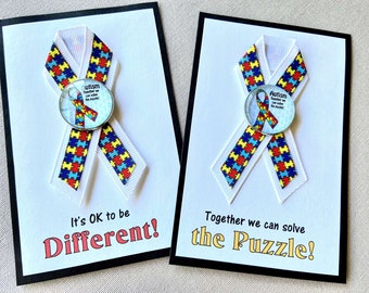 Autism Ribbon Pin, Without The PIN! - MAGNETIC Autism Awareness Brooch - Autism Puzzle Ribbon!