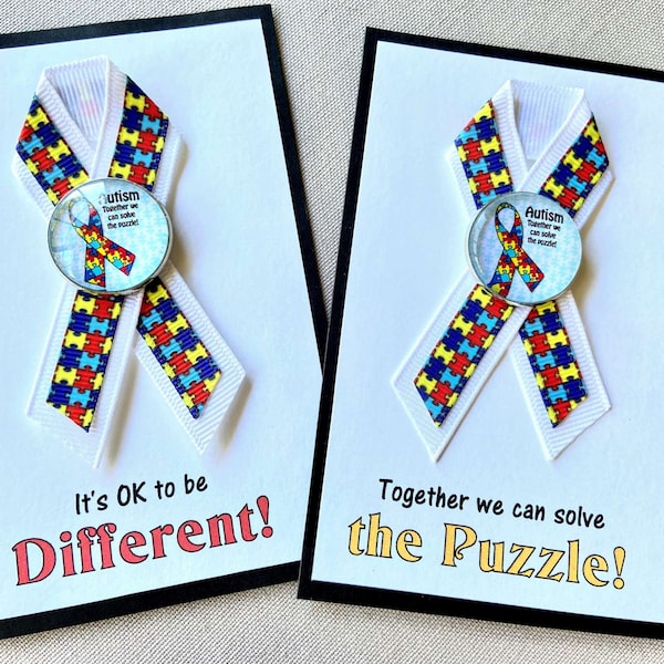 Autism Ribbon Pin, Without The PIN! - MAGNETIC Autism Awareness Brooch - Autism Puzzle Ribbon!