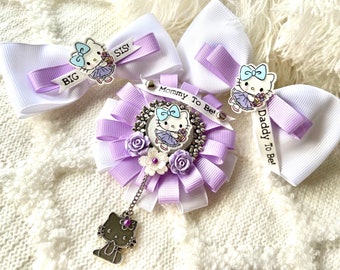 HELLO KITTY Mommy To Be Cosage - Mommy To Be Pin - Ribbon Corsage - Hello Kitty Baby Shower - Hello Kitty Decor - Baby Keepsake Pin!