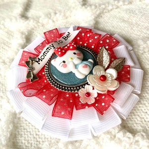 HELLO KITTY Mommy To Be Cosage Mommy To Be Pin Ribbon Corsage Hello Kitty Baby Shower Hello Kitty Decor Baby Keepsake Pin image 3