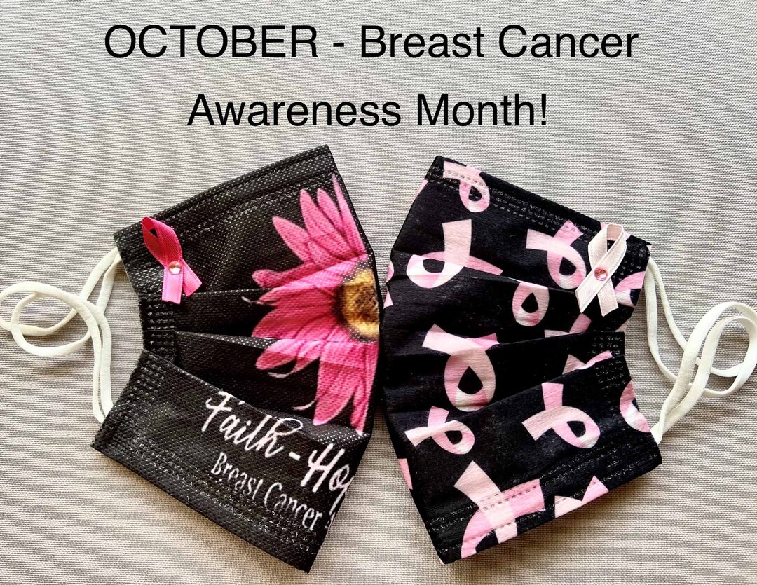 Breast Cancer Awareness Disposable Face Masks SET OF TWO Etsy