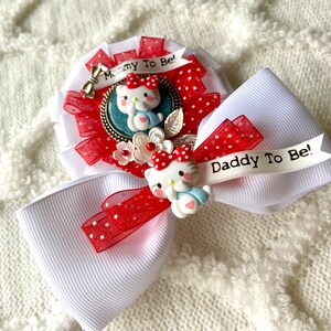 HELLO KITTY Mommy To Be Cosage Mommy To Be Pin Ribbon Corsage Hello Kitty Baby Shower Hello Kitty Decor Baby Keepsake Pin image 2