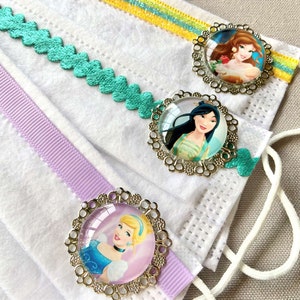 Disney Princess Disposable Face Masks with CHARM embellishment, SIX To Choose From!