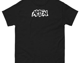 AMEN. Black Graffiti Christian T-Shirt | Streetwear Faith Based Gift for Women & Men