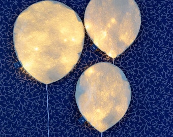 Lot de 3 Ballons de lumière Beige Lampe Papier Lavable LED