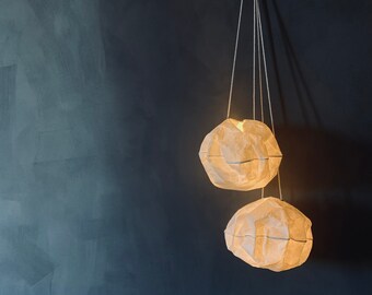 Duet of White Lighting Balls • LED Paper battery operated lamp • Wall Hanging lamps • House Warming Gift